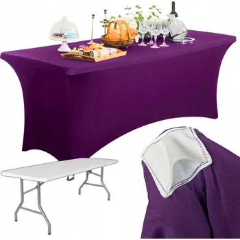 ubrus Potah na cateringový stůl FIALOVÝ banketový DVOJITÁ GUMA 180x76 ubrus