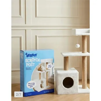 ŠKRABADLO PRO KOČKY PELÍŠEK VĚŽ DOMEČEK 3 ÚROVNĚ BEASTY VYSOKÉ 30-90 CM