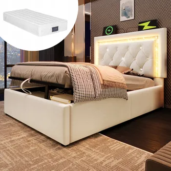 Postel Jednolůžková dřevěná postel Arhatreya 90x200, béžové odstíny