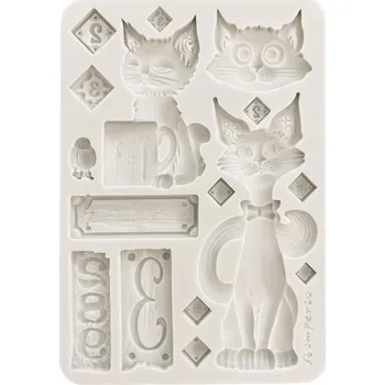 Forma na odlévání Stamperia Silikonová forma na odlévání A5 - kočky a čísla