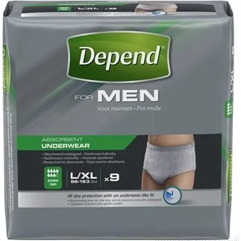 Inkontinenční kalhotky Kimberly-Clark DEPEND SUPER L/XL pro muže natahovací kalhotky 9 ks
