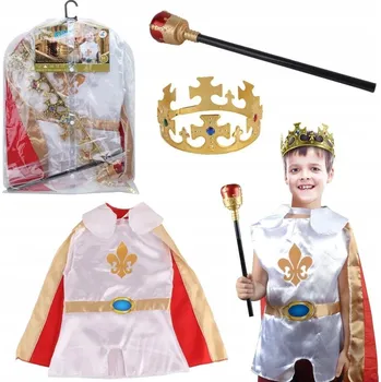 Karnevalový kostým SADA KOSTÝM KRÁLE ŽEZLA KORUNA PŘEVLEK JASLÍČEK KOSTÝM PRO DĚTI
