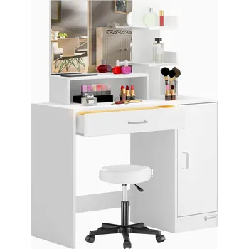 Toaletní stolek Toaletní stolek Jocelyn včetně pojízdné stoličky | bílý