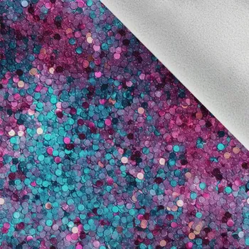 Zbytek - Látka softshell zimní potisk glitry magenta a tyrkys