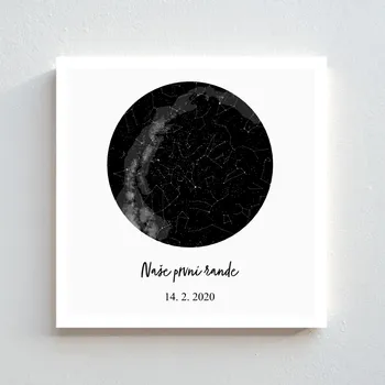 Personalizovaný plakát v rámu - čtverec 20x20 - hvězdná mapa