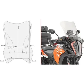 Motodíl Kappa KD7706ST přední plexi, čiré 44 x 41 cm (VxŠ) KTM 1290 Super Adventure R (17-20), KTM