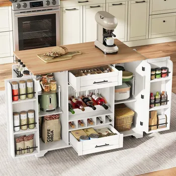 Servírovací stolek Kuchyňský vozík se skládací deskou, mobilní servírovací vozík 120x45/70x92cm