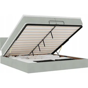 Matrace Otoman s matrací 203 x 200 x 78/88 cm světle šedý s taštičkovými pružinami