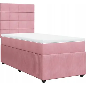 Postel Kontinentální postel s nastavitelným čelem, růžová, 200 x 90 x 140,5/150 cm