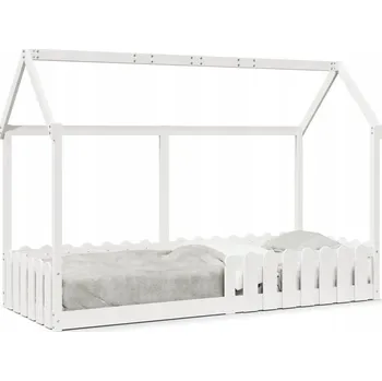 Postel Dřevěná postel domeček, bílá, 209 x 86 x 146 cm