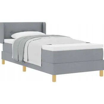 Postel Nastavitelná postel s pružinovým roštem světle šedá 203 x 93 x 88 cm s matrací