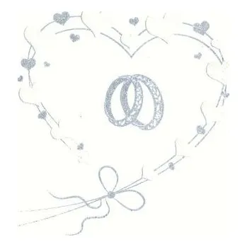 Papírový kapesník Ubrousky MAKI L (20ks) Wedding Rings in Heart Silver (pearl effect)