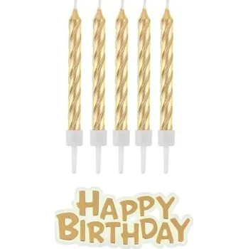 Dortová svíčka GD Svíčky dortové 16 ks H. Birth, GOLD