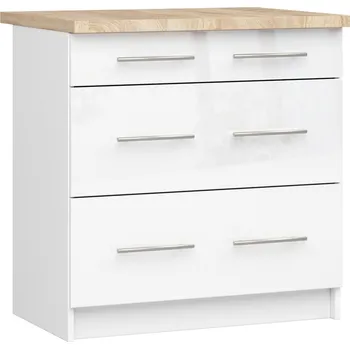 Kuchyňská skříňka Akord Ozara S80 3SZ (bílá + bílý lesk)