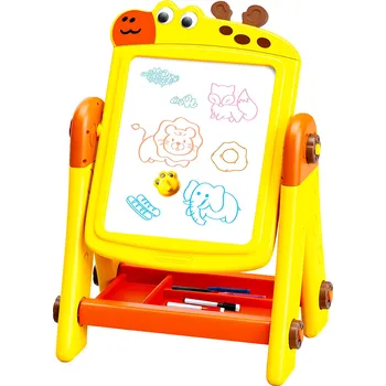 Magnetická kreslící tabulka Aga4Kids Dětská tabule na fixy 2v1 Žlutá