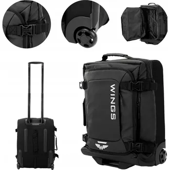 Kabinový kufr WINGS ROOK 20” měkký voděodolný 33L černý na kolečkách