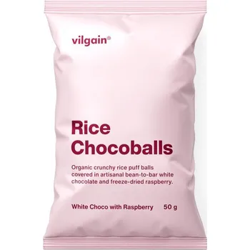 Vilgain Rice Chocoballs BIO – Bílá čokoláda s malinou 50&nbsp;g