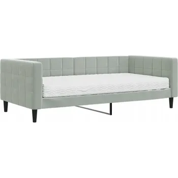 Pohovka Světle šedá rozkládací pohovka s funkcí spaní 213 x 100 x 68 cm s matrací