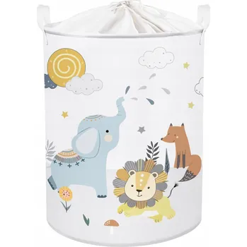 Koš na prádlo CLASTYLE Koš na prádlo 63L pro děti Lev Slon Bílý Dětský pokoj