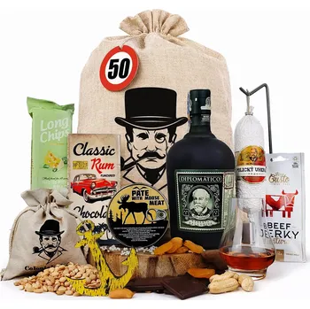 Dárkový potravinový koš Dárkové balení s rumem Diplomatico pro muže | Dárkový koš s rumem Diplomatico pro chlapa