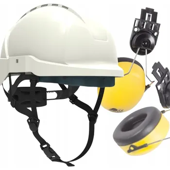 Pracovní přilba Ochranná stavební přilba pro práci BOZP, lehká bílá, EN 397 + náušníky