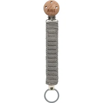 klip na dudlíky Bibs Pletený klip na dudlík Šedá