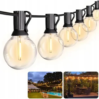Venkovní osvětlení Venkovní zahradní girlanda 18 m, 30x LED žárovka G40, IP44, na balkon