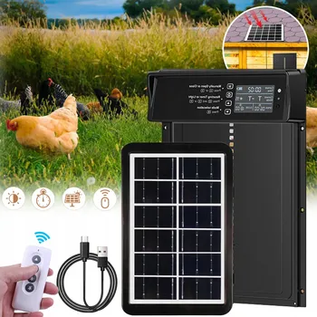 Chov hospodářského zvířete Automatická dvířka do kurníku solární s časovačem a světelným senzorem