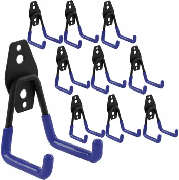 Věšák 10x Háček na zeď rovný 7 cm nářadí garáž zahrada vybavení 40 kg věšák kladivo