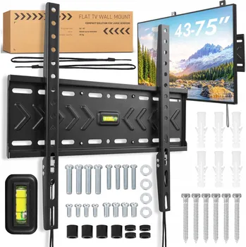 Televizní držák DRŽÁK NA ZEĎ PRO TELEVIZOR VISARO 43-75" PLOCHÝ 24MM NOSNOST AŽ 45 KG