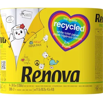 Toaletní papír Suchý toaletní papír bez vůně Renova 4 ks