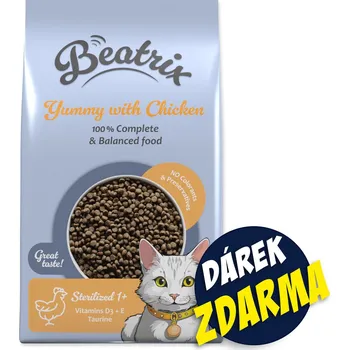 Krmivo pro kočku Krmivo Beatrix Sterilized s kuřecím 10kg+Kapsička Beatrix Adult s kuřecím 85g-KS