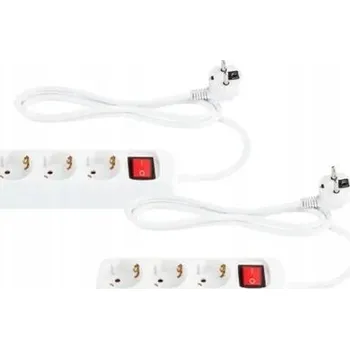 Napájecí kabel TRONIC 2x prodlužovací prodlužovací kabel 3 zásuvky, uzemnění SCHUKO BÍLÁ (38/B-910)