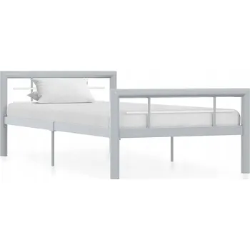 Postel Kovový rám postele šedo-bílý 212 x 97,5 x 65,5 cm pro matraci 90 x 200 cm