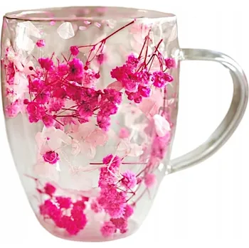 Sklenice Termo sklenice ECARLA s dvojitým dnem gypsofilou a hortenzií 300ml