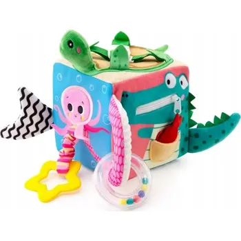 Dřevěná hračka Montessori Senzorická Kostka Ocean & Dino Edukační Hračka pro miminka