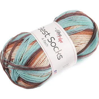 Pletací příze Best Socks samovzorovací / ponožkovka 100 g, barva 26 (7409) tyrkys