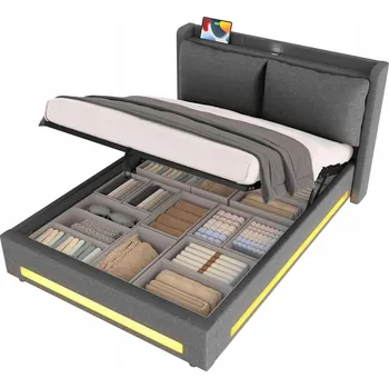 Postel Jednolůžková dřevěná postel Arhatreya 140x200 cm šedá