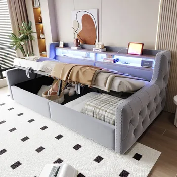 Postel Jednolůžková dřevěná postel Arhatreya 90x200 cm šedá