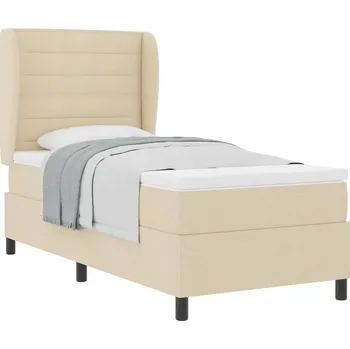 Postel Pružinová postel s nastavitelným čelem, krémová, 203 x 83 x 128 cm