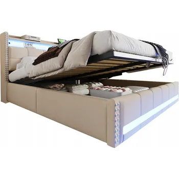 Postel Jednolůžková dřevěná postel Arhatreya 180x200, béžové odstíny