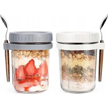 Sklenice SKLENICE NA JOGURT OVESNOU KAŠI Overnight Oats HERMETICKÉ VÍČKA