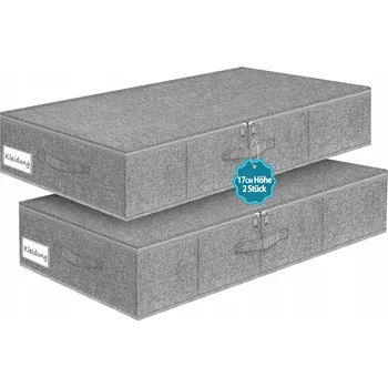 Úložný box JUPELI Úložné Boxy na Povlečení 2 Kusy Šedé pro Uskladnění Pod Postel