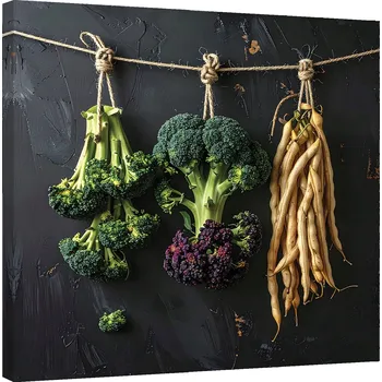 Obraz Obraz do kuchyně restaurace v baru jídelny, Brokolice Fazole na černém