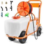 Trávníkový postřikovač VEVOR s kolečky, nastavitelný tlak 0-90 PSI, postřikovač s nádrží o objemu 60 l, s 8 tryskami, 2 tyčemi, širokým otevíráním víka pro zahradu, pletí, postřikování