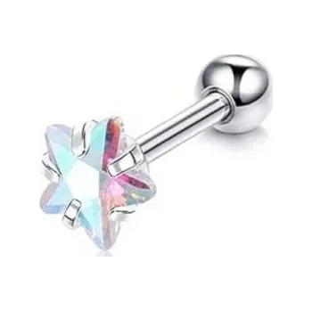 Piercing Piercing s barevnou hvězdičkou z nerezové oceli 16G 1,2 × 6 mm Jemný dámský šperk pro nos uši rty obočí