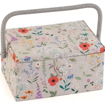 Organizér galanterie Střední košík na šití, pletení a háčkování - Luční kvítí (Medium Sewing Box Wildflowers)
