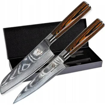 Kuchyňský nůž Sada 2 damaškových nožů Wolfblood Profesionální damaškové nože Damascus
