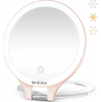 Kosmetické zrcátko WEILY Kosmetické zrcátko LED 10X/1X Podsvícené Růžové