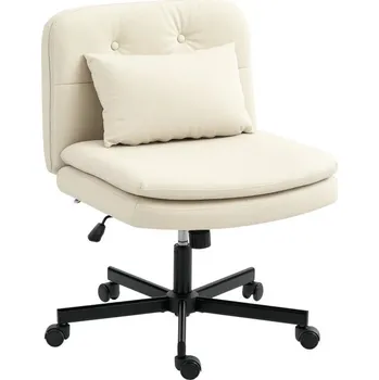 Kancelářská židle bez područek s potahem z umělé kůže | béžová